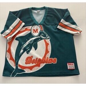 Vintage Wilson NFL Miami Dolphins Cropped Boxy Jersey L 90's Vented